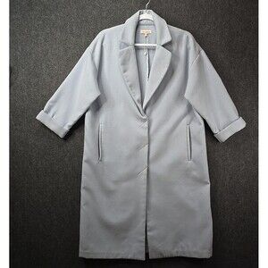 Re:named Duster Over Coat Light Blue Button Front Womens sz M Pockets